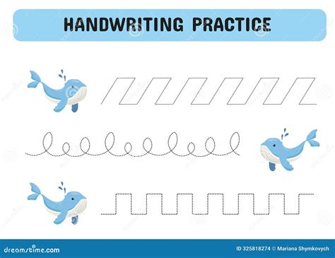 Handwriting Practice With A Whale Tracing Worksheet For Children Of