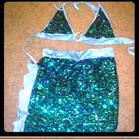 Green Sequin Bikini Set Mermaid Gem