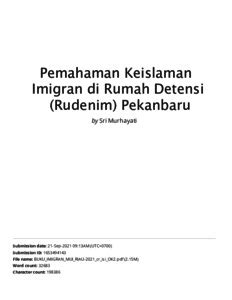 Pemahaman Keislaman Imigran Di Rumah Detensi Imigrasi Redenim