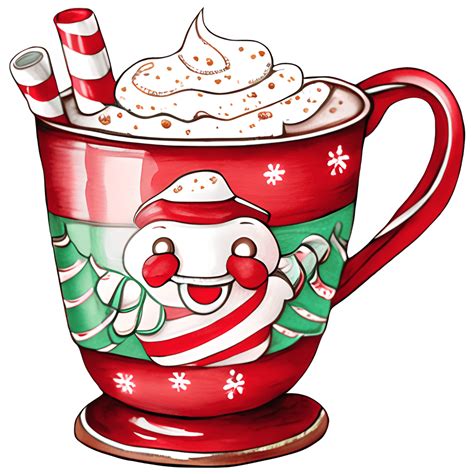 Christmas Peppermint Hot Cocoa Clipart · Creative Fabrica