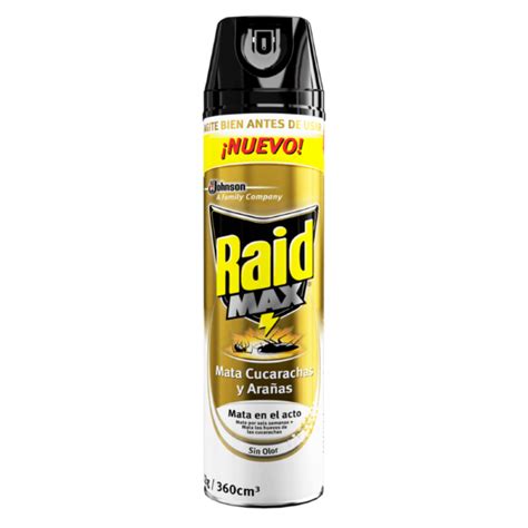 Insecticida Aerosol Max Mata Araña Cucaracha 360 Cc Raid