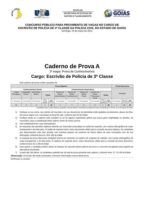 PDF Caderno de Prova A qconcursos polícia civil escrivão de