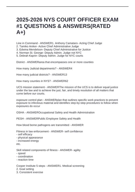 NYS COURT OFFICER EXAM #1 QUESTIONS & ANSWERS(RATED A+) - 2025-2026 NYS