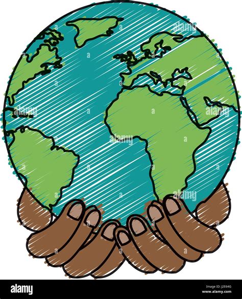 Hands Human With World Planet Earth Icon Stock Vector Image And Art Alamy