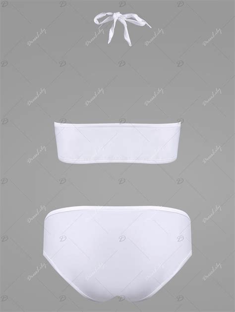 Stylish Women S Halter Ruffled Lace Bikini Set WHITE S In Bikinis Online Store Best