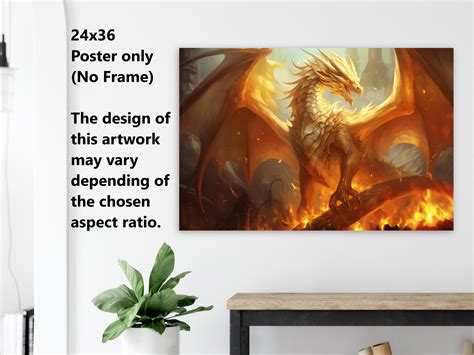 Gold Dragon Wall Art Dragon Of Light Poster Fantasy Art Canvas T For