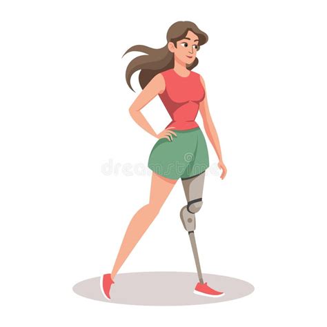 Young Disabled Woman With A Prosthetic Leg Female Character With