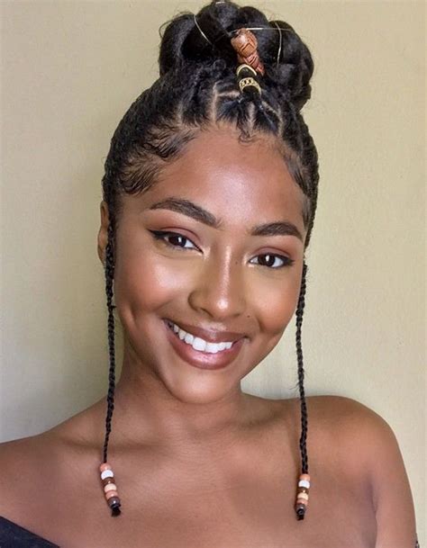 Braided Bun With Beads Black Hair Tribe