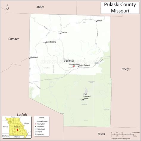 Pulaski County Map Missouri Where Is Located Cities Population