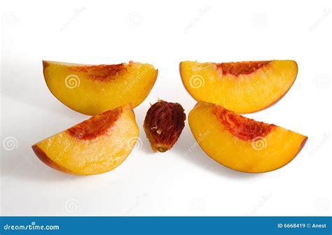 Peach Sliced on Four and Clingstone Stock Image - Image of fruit, fresh: 6668419