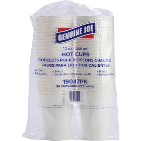 Genuine Joe Lined Disposable Hot Cups 12 Fl Oz 250 Bundle White Polyurethane Hot Drink