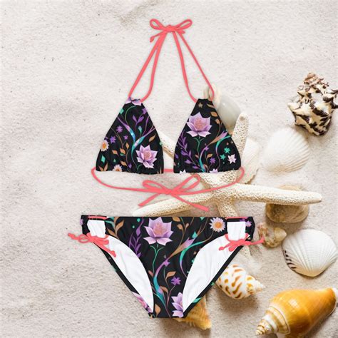 Lotus Bikini Floral Print Bikini Flower Print Bikini Flowers And Vines Flower Print Strappy