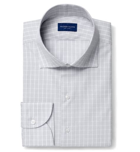 Thomas Mason 120s Light Grey Glen Plaid Shirts By Proper Cloth