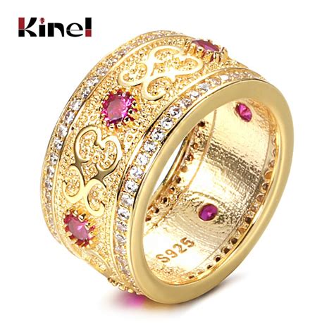 Kinel New Arrivals Fashion Dubai Gold Boho Ring Double Row Micro Wax