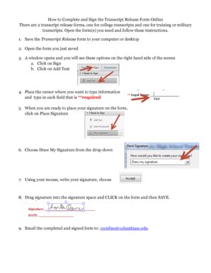 Fillable Online Columbiasc How To Complete And Sign The Transcript