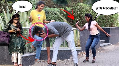 Hitting🙊 On Bum In🤩 Stranger Girls 😂 Amazing Reaction Mask Man Masti