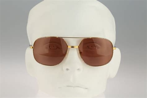 Piloni 6523 Vintage 80s Gold And Tortoise Square Aviator Sunglasses Men