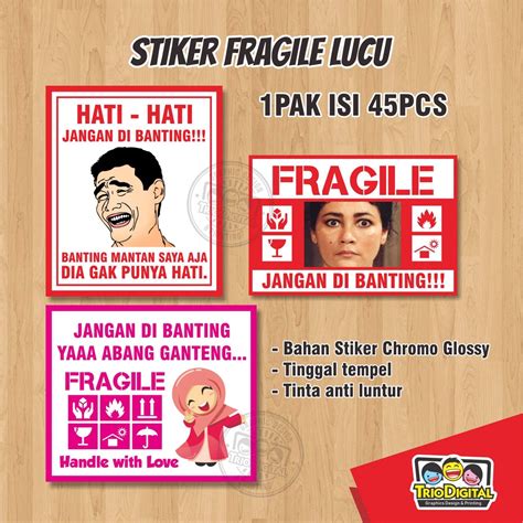 Jual Stiker Fragile Isi 45pcs Sticker Fragile Lucu Murah Jangan Dibanting Shopee Indonesia