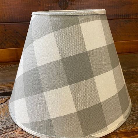 Dove Gray And Cream Buffalo Check Lamp Shades Two Sizes Quilted Cabin