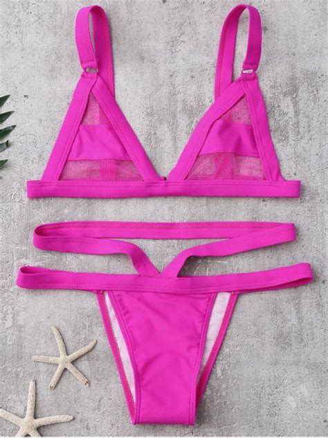 5 OFF 2021 ZAFUL Mesh Panel Bandage Bikini In TUTTI FRUTTI ZAFUL