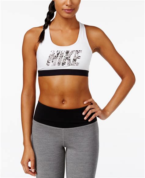 Lyst Nike Pro Classic Dri Fit Racerback Compression Mid Impact Sports Bra In White