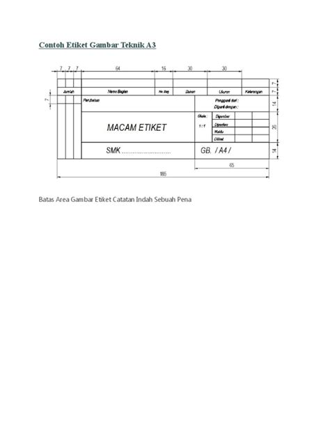 Detail Ukuran Etiket Gambar Teknik A4 Koleksi Nomer 25