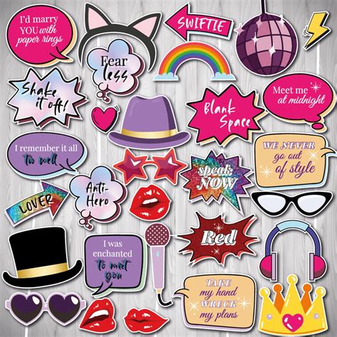 Taylor Swift Photo Booth Printable Props Taylor Swift Inspired Props