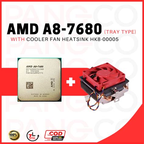 AMD A8-7680 FM2 Tray Type Processor with Cooler Fan Heatsink HK8-00005 ...