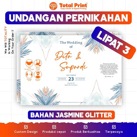 Jual Undangan Pernikahan Jasmine Glitter Undangan Pernikahan Lipat