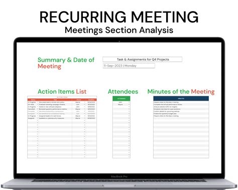 Recurring Meeting Template | Agenda | Minutes | Action List | Google