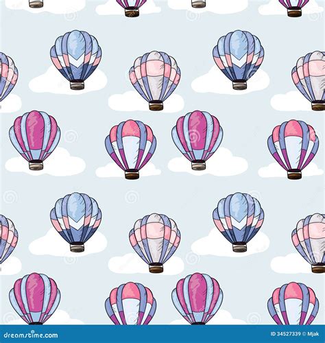 Seamless Pattern With Hot Air Balloons Stock Vector Illustration Of Travel Pastel