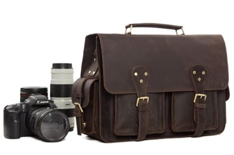 Vintage Genuine Leather DSLR Camera Bag Leather Briefcase SLR Camera ...