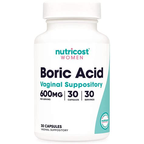 Acido Borico 600mg De 30 Caps Ovulos Supositorio Vaginal Nutricost