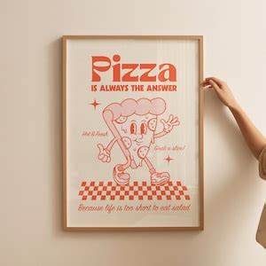 Charming Retro Style Pizza Print, Retro Cartoon Art for Pizza Lovers ...