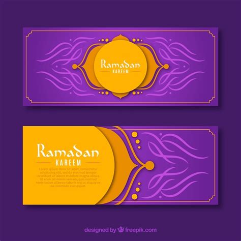 Набор рамадановых баннеров с орнаментами | Бесплатно векторы