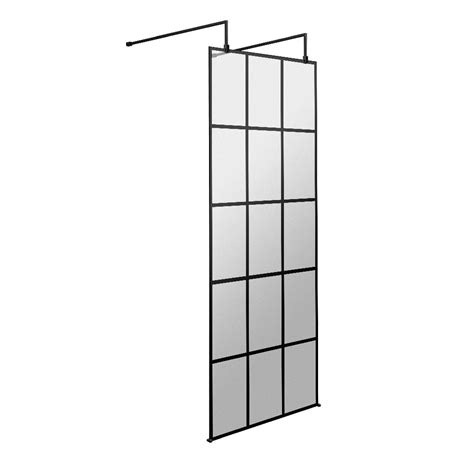 Hudson Reed 700mm Freestanding Wetroom Screen Framed With Black Support