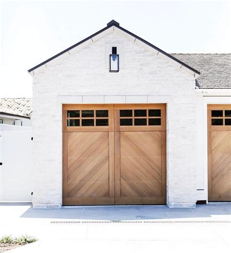 This Is Just So Perfect Natural Wood Garage On A White Brick House