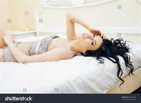 Sexy Beautiful Brunette Woman Lying Bed Stock Photo 688803784 Shutterstock