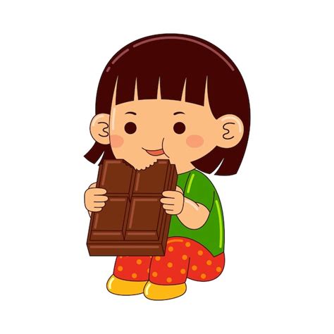 Premium Vector | Girl kids eating chocolate vector illustration