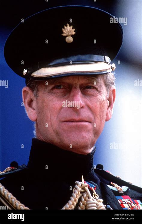 Prince Philip inspecting Scots Guards at Buckingham Palace Stock Photo ...