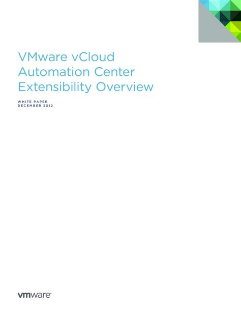 Pdf Vmware Vcloud Automation Center Extensibility Overview Vmware