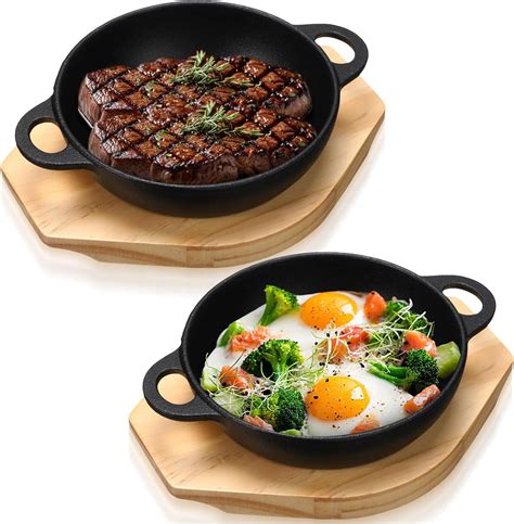 Amazon Jingmore Sets Mini Cast Iron Skillet With Wooden Base