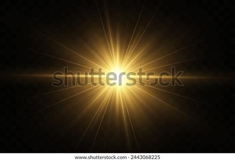 collection realistic light flashesgolden shining light stock vector
