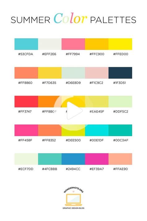 Summer Color Palette Hex Codes | Summer color palettes, Color palette ...