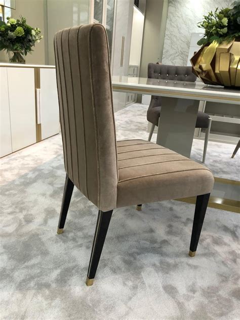 Glória Dining Chair With Glossy Chocolate Legs And Brushed Brass Tips For Sale At 1stdibs