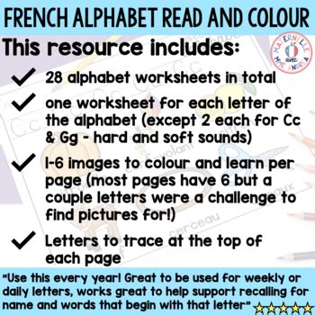 French Alphabet Read And Colour Lis Et Colorie L Alphabet En Fran Ais