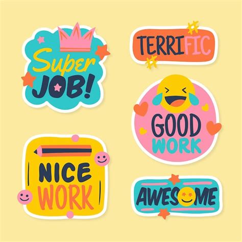 Premium Vector Flat Great Job Stickers Set