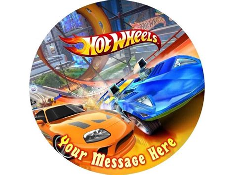 Hot Wheels Edible Cake Topper Inches Round Personalised Unofficial Ebay Hot Wheels Party