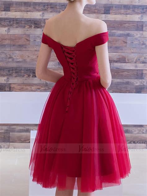 Simple Burgundy Homecoming Dresses Off The Shoulder Graduation Dress