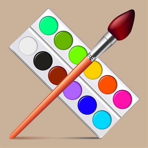 Premium Vector Palette With Paints And Brush